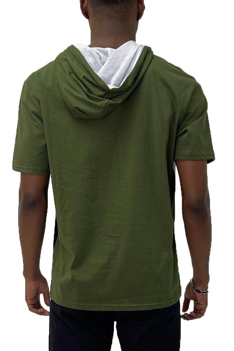 Men's VacationGrabs vacation style hooded t-shirt in olive green with a modern fit and stylish hood