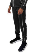 WEIV Men's Vacation Style Joggers in Black with Side Stripes for Comfortable Casual Wear