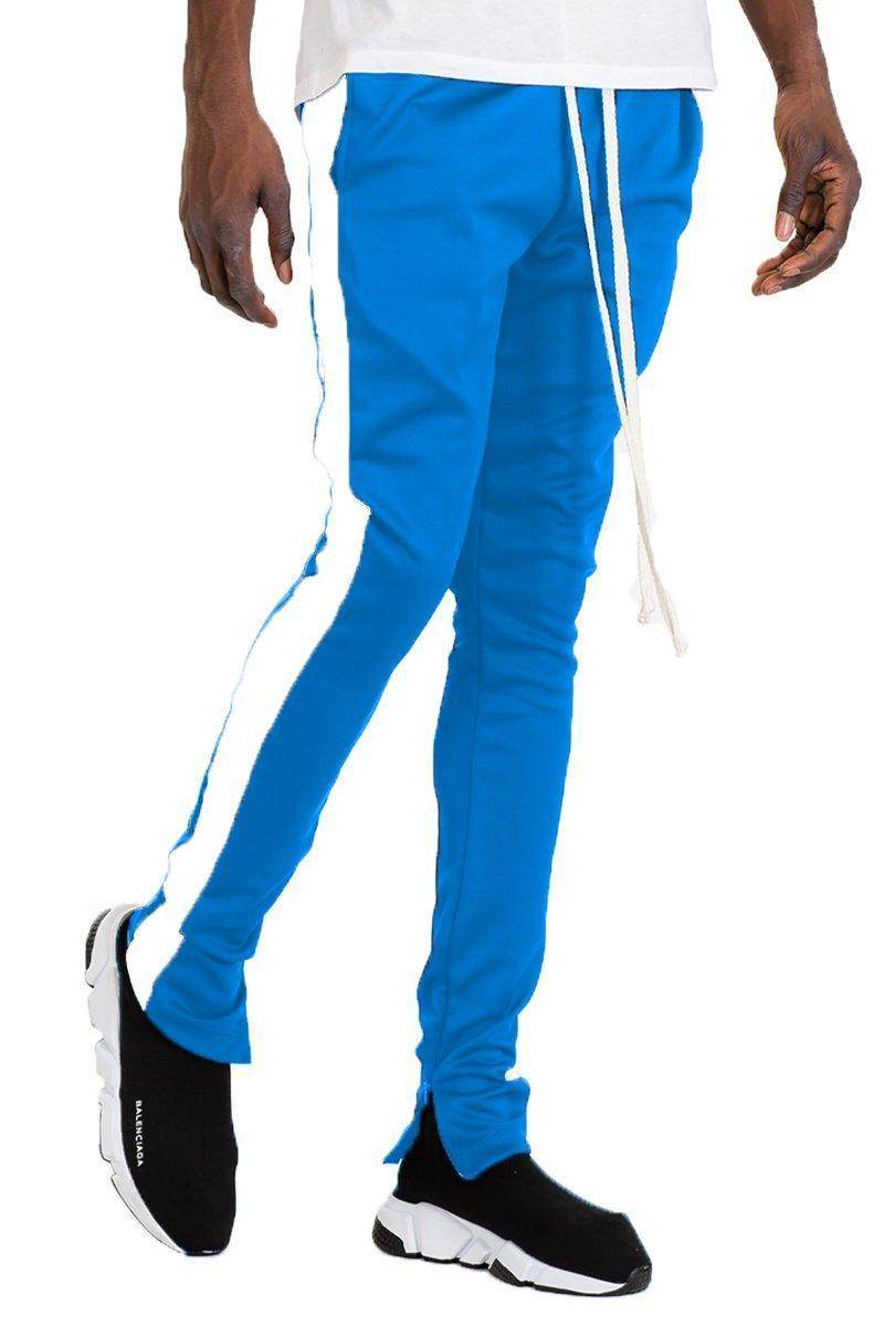 Men's Vacation Style Joggers in Bright Blue with Side Stripes and Comfortable Fit