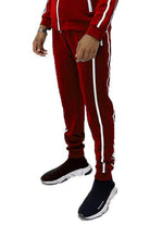 WEIV Men's Red Vacation Style Joggers with Stripes for Casual and Comfortable Wear