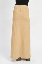 Emory Park women's vacation style long skirt in beige with a sleek design for summer outings