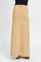 Emory Park women's vacation style long skirt in beige with a sleek design for summer outings