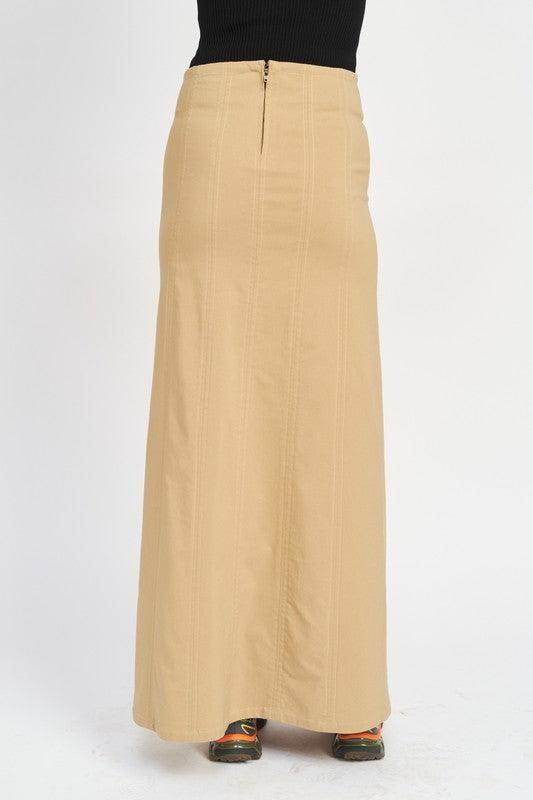 Emory Park women's vacation style long skirt in beige with a sleek design for summer outings