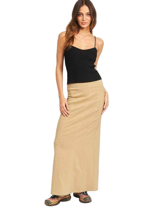 Emory Park women's vacation style long skirt in beige, perfect for summer outings and travel