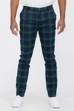 WEIV Men's Plaid Pants in Blue and Green for vacation style menswear with a tailored fit