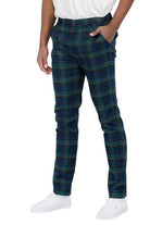 Stylish WEIV plaid men's pants in blue and green for vacation style menswear