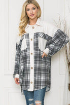 Orange Farm Clothing Women's Shacket in Grey and White, perfect for vacation style outerwear