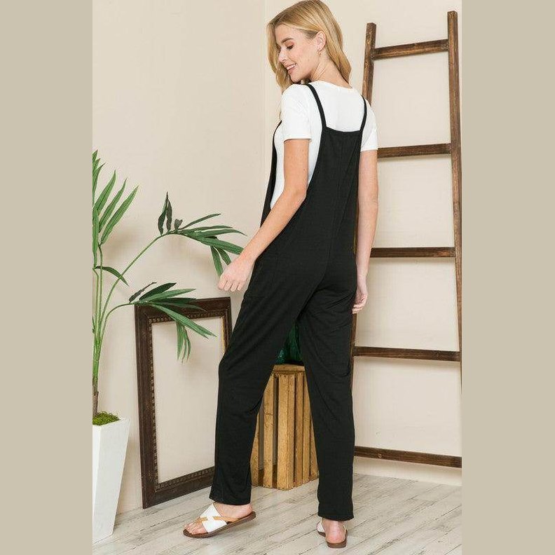 Black vacation style overalls from Orange Farm Clothing for a relaxed, stylish look