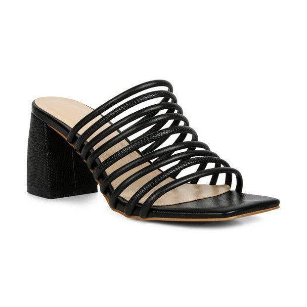 Rag Company Women's Heels in Black Featuring Strappy Design Perfect for Vacation Style Sandals
