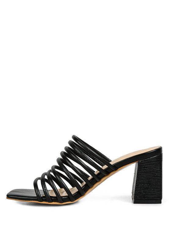 Rag Company Women's Heels in Black with Strappy Design for Vacation Style Sandals