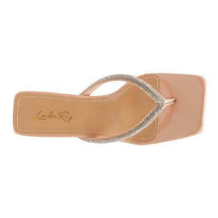 Rag Company elegant women's vacation style sandals with rhinestone detailing and square toe design