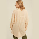 Listicle Women's Vacation Style Shacket in Cream with a Cozy Waffle Knit Design