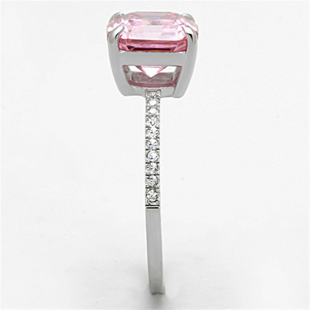 Elegant vacation style silver rings for women featuring a pink gemstone and sparkling accents