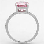 Elegant vacation style silver rings for women featuring a large pink gemstone and a sparkling band