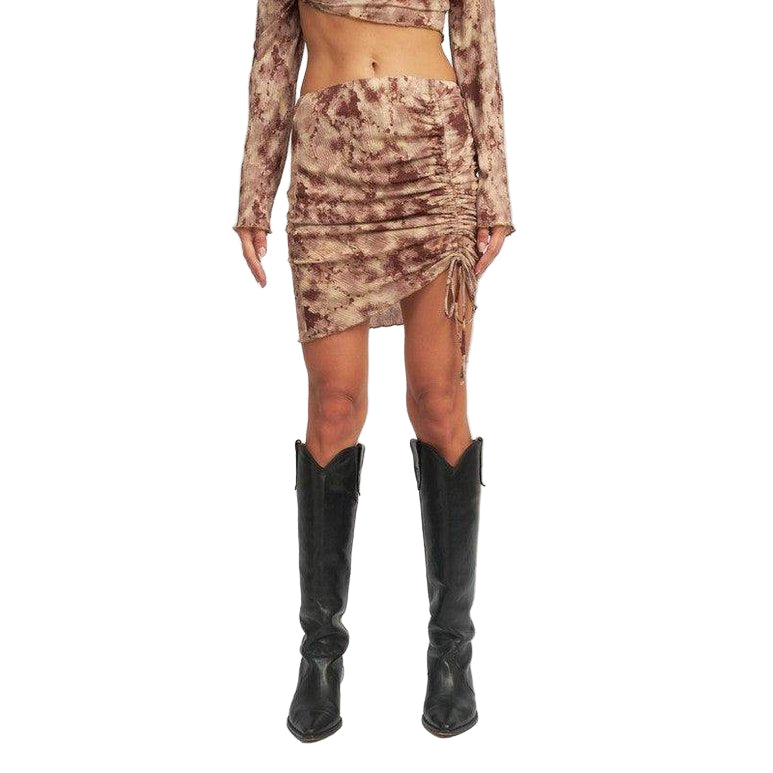 Emory Park Women's Ruched Mini Skirt in Earthy Tones Perfect for Vacation Style Skirts