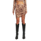 Emory Park Women's Ruched Mini Skirt in Earthy Tones Perfect for Vacation Style Skirts