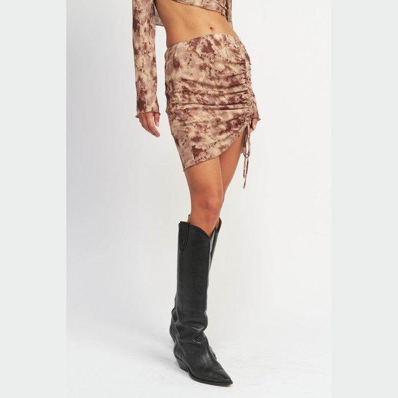 Emory Park Women's Vacation Style Skirts with Ruched Detail and Trendy Tie Design