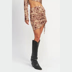 Emory Park Women's Vacation Style Skirts with Ruched Detail and Trendy Tie Design