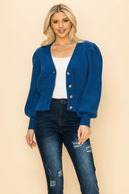 Andante USA Women's Blue Cardigan Sweater for a stylish vacation style sweater look