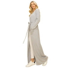 Andante USA Gray Vacation Style Sweater Cardigan with Tie Waist and Long Sleeves