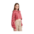 Emory Park women's vacation style sweater in pink with oversized sleeves and a button detail