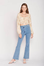 Emory Park Women's Cropped Top in Beige, perfect for vacation style tops with a playful design