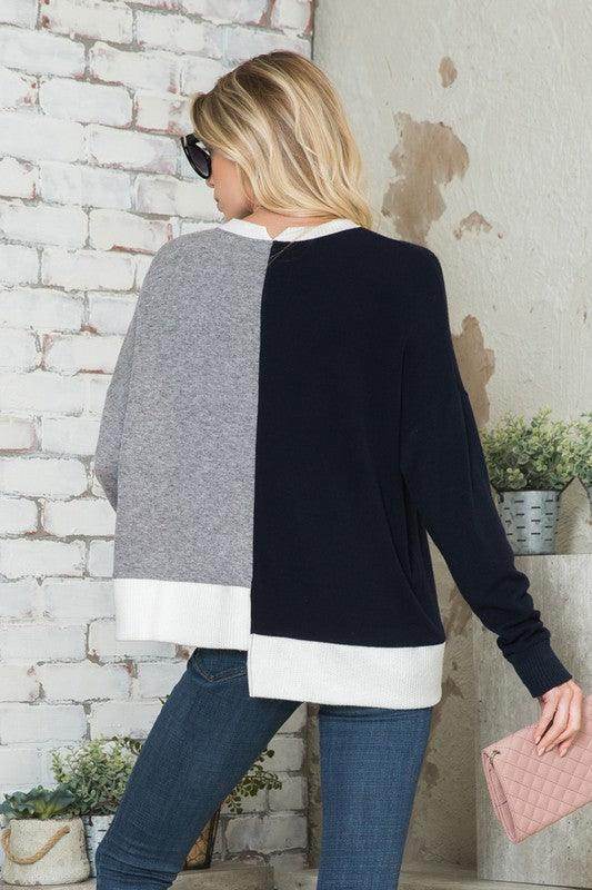 Andante USA Women's Shirt in Navy and Gray, Perfect for Vacation Style Tops