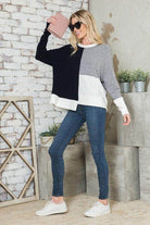 Andante USA Women's Color Block Vacation Style Tops with Long Sleeves and Relaxed Fit