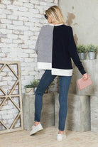 Andante USA Women's Vacation Style Tops in Color-Block Design with Long Sleeves and Casual Fit