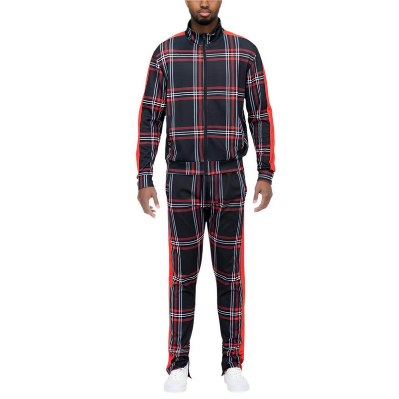 Men's 2PC Track Sets by WEIV in plaid design, perfect for vacation style track set vibes