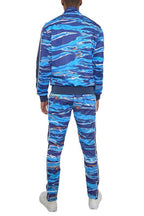 Men's 2PC Track Set in Blue Camouflage for a stylish vacation style track suit
