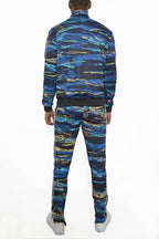 Men's 2PC Track Set in Colorful Waves Pattern, Perfect for a vacation style track suit