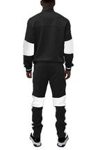 Men's 2PC Track Set in Black and White for a stylish vacation style tracksuit men