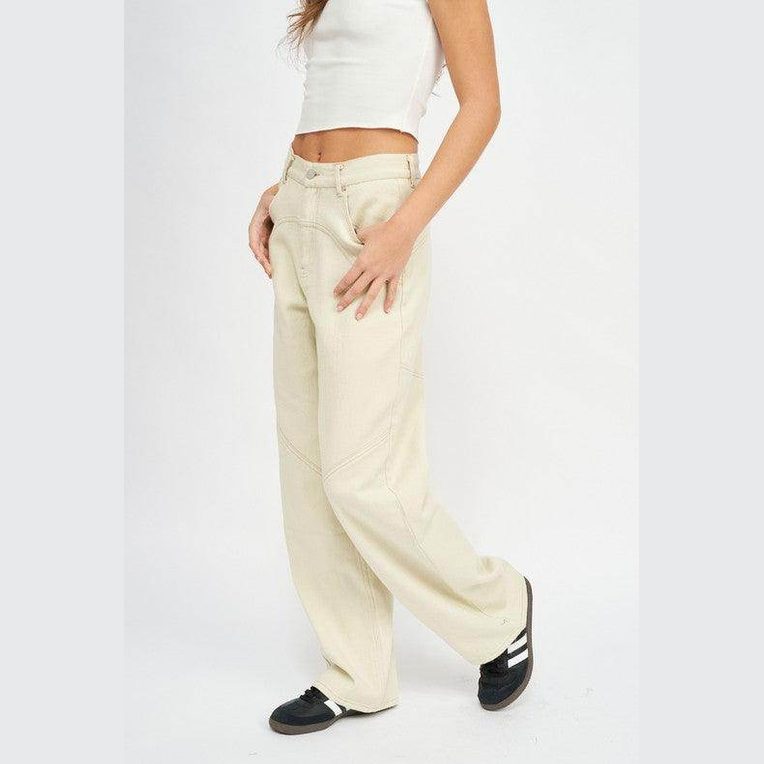 Emory Park women's vacation style wide pants in light beige with a relaxed fit for comfortable summer outings