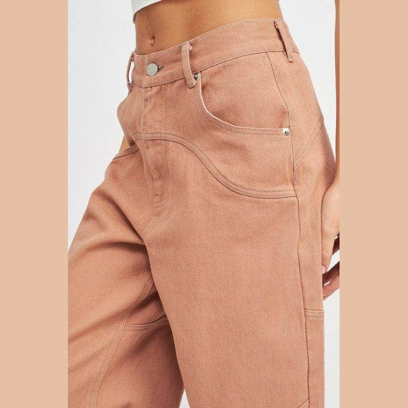 Emory Park Women's vacation style wide pants in a soft blush color with front pockets