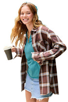 La Miel Women's Flannel Shirt styled with a tank top, a vacation wardrobe essential for stylish outings