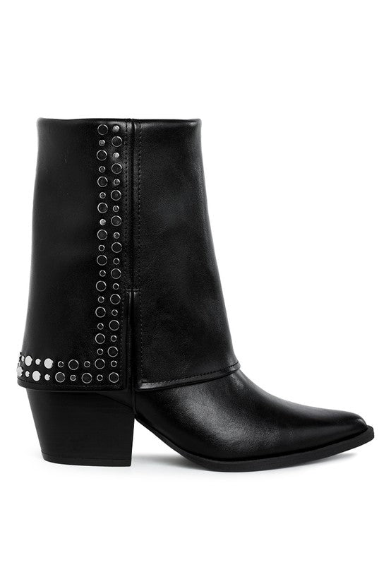 Rag Company women's ankle boots in black with studded detailing, perfect vacation worthy footwear