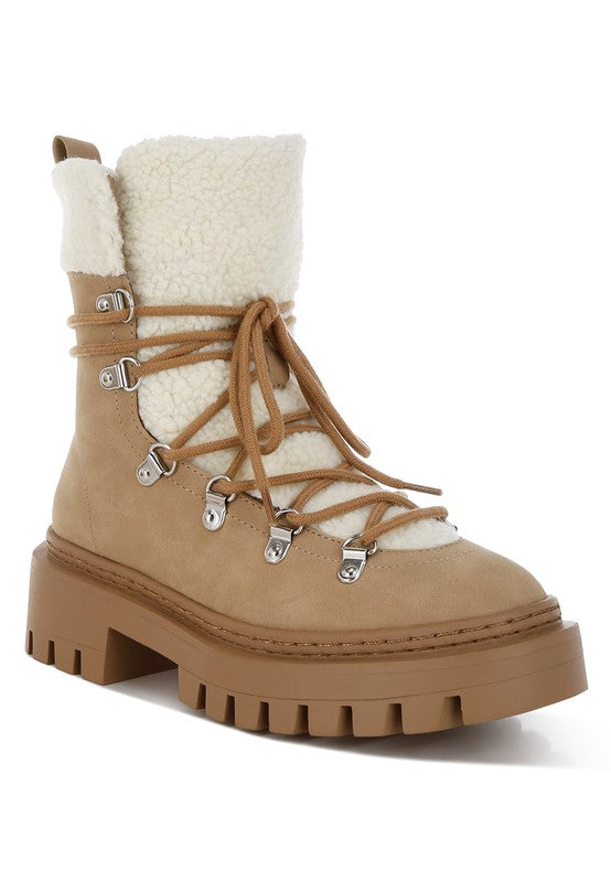 Rag Company Women's Ankle Boots in Tan with Faux Fur Lining, perfect vacation worthy footwear
