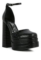 London Rag International Women's Heels with Croc-Effect Detailing, perfect vacation worthy shoes and apparel