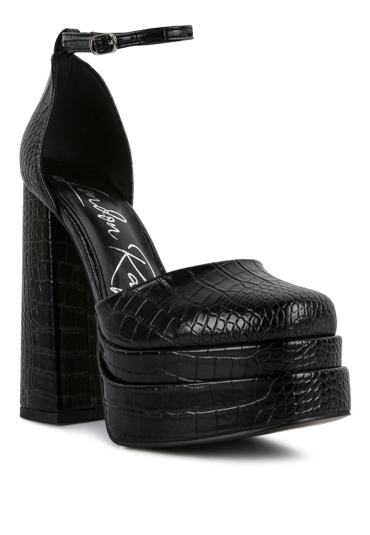 London Rag International Women's Heels with Croc-Effect Detailing, perfect vacation worthy shoes and apparel