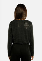 London Rag International Women's Black Bodysuit with Long Sleeves, perfect for vacation worthy shoes and apparel