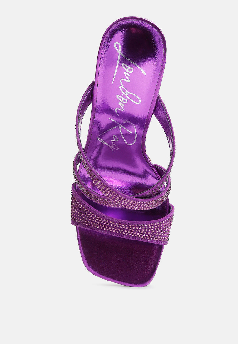 London Rag International Women's Purple Heels with Sparkling Straps, perfect vacation worthy shoes and apparel