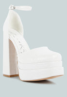 Stylish white London Rag International heels for vacation worthy shoes and apparel, featuring a chunky platform