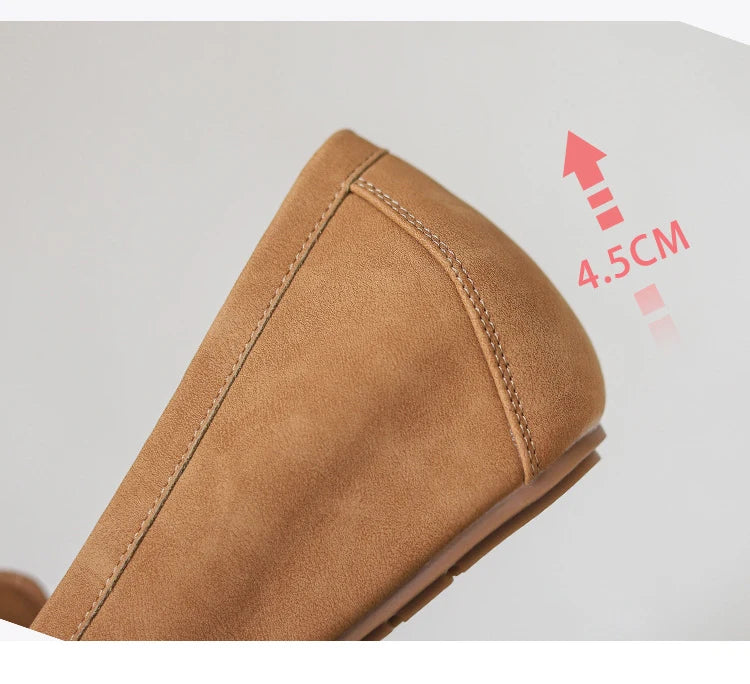 Women's tan suede loafers, vacation worthy with a comfortable 4.5cm heel
