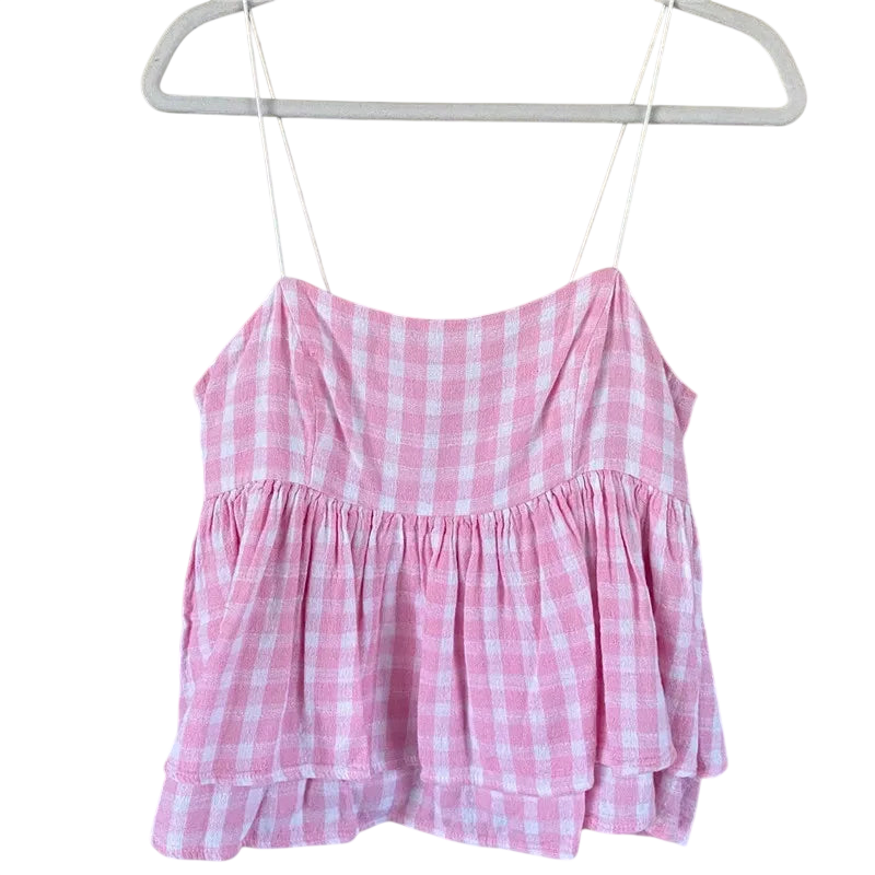 Babydoll Top in Pink Gingham for Women