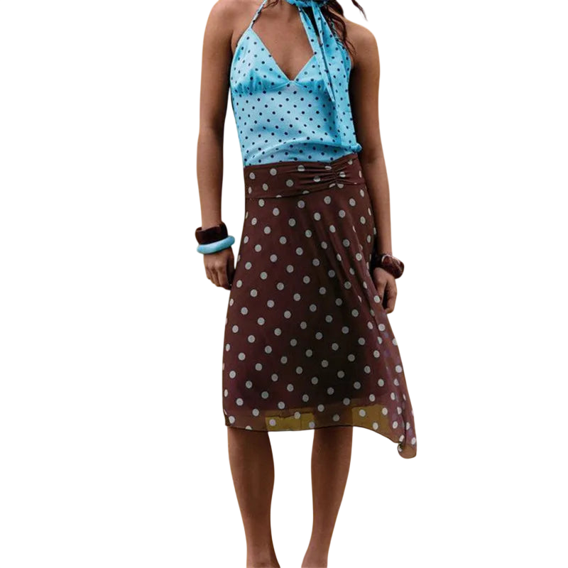Polka Dot Midi Skirt for Effortless Vacation Style