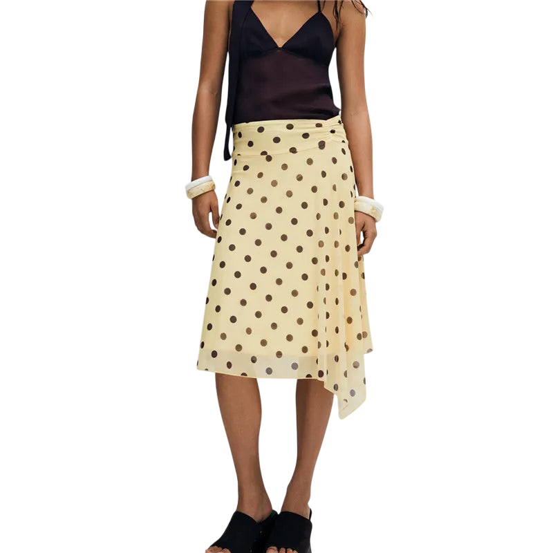 Polka Dot Midi Skirt for Effortless Vacation Style
