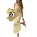Women's Yellow Flower Maxi Dress for Vacations