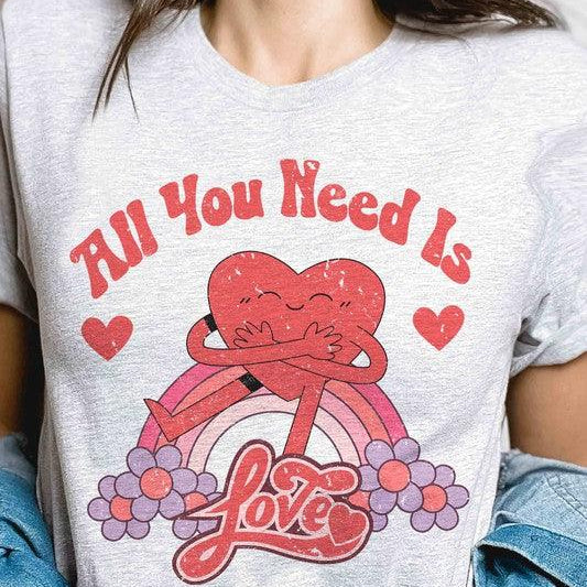 Women's Sweatshirts & Hoodies Valentine's Day All You Need Is Love Graphic T-Shirt