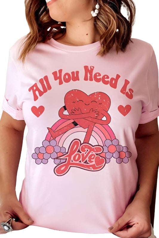 Women's Sweatshirts & Hoodies Valentine's Day All You Need Is Love Graphic T-Shirt